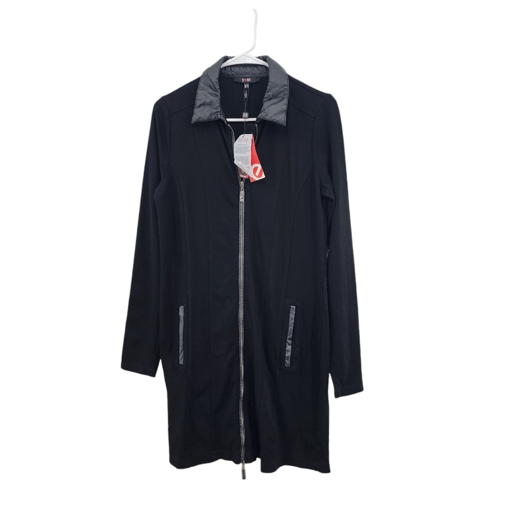 Yest Women's Amarissa Long Sleeves Zip Up Cardigan Dress Black- 8